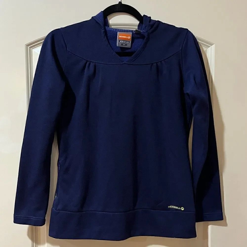 MERRELL Long Sleeve Hooded Pullover Sweater Opti Wick Blue Women’s Size Small